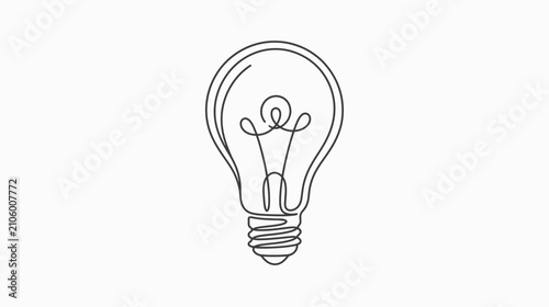Fotografie Single Line Drawing of a Light Bulb Idea