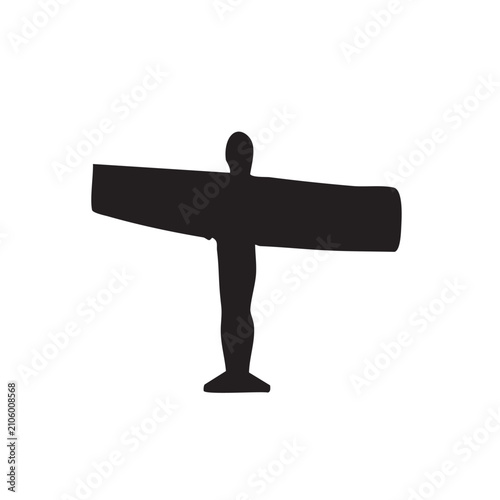 Black silhouette of the angel of the north sculpture