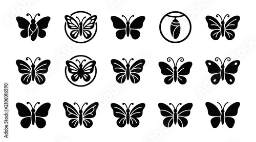 Canvastavla Collection of Butterfly Silhouettes and Icons.
