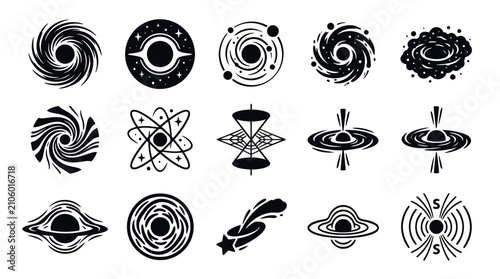 Collection of Cosmic and Celestial Body Icons.