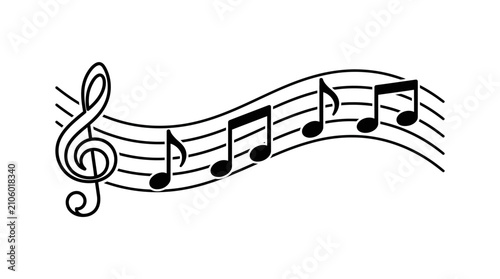 Bild auf Leinwand Treble Clef and Musical Notes Vector Illustration