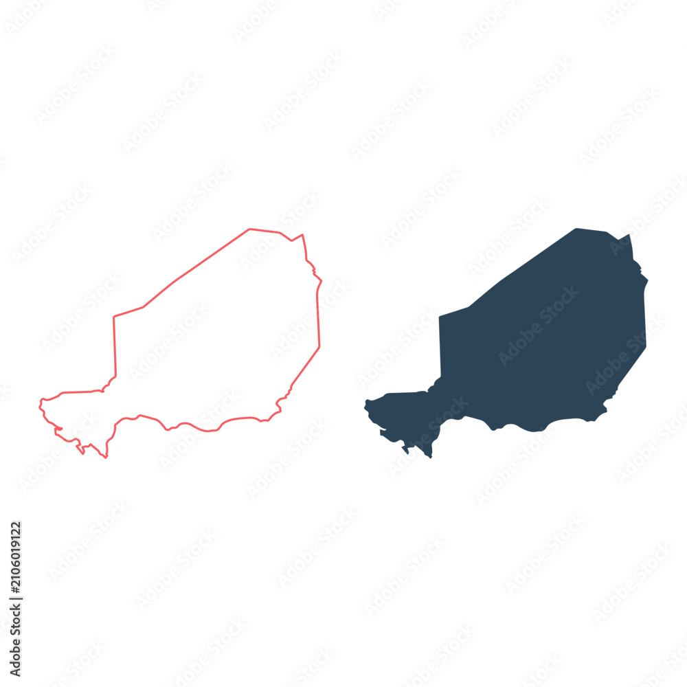 Fototapeta premium Niger map icons set Africa logo design illustration