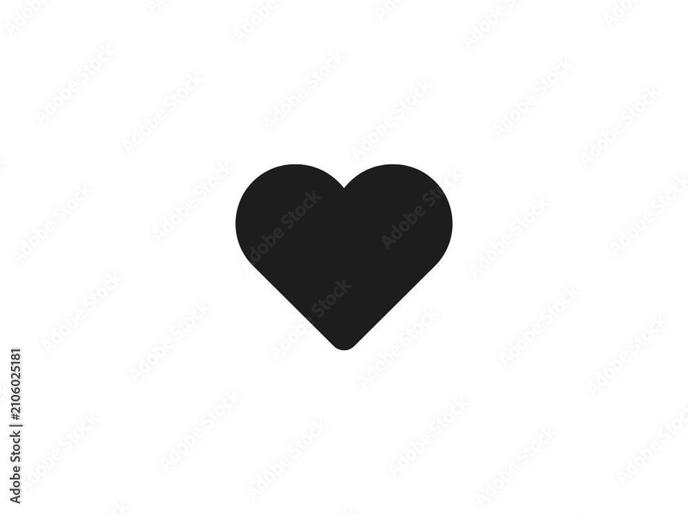 Fototapeta premium Solid black heart symbol icon on plain background
