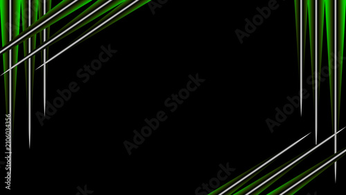 Quadro su tela Dynamic abstract background with sharp green and white angular lines framing a s