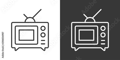 Bild auf Leinwand Old Tv Icon Set Vector Collection Isolated In Black And White