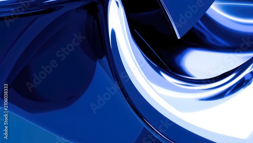 Obraz na plátně Dark blue metallic waves reflect bright light in a smooth abstract composition