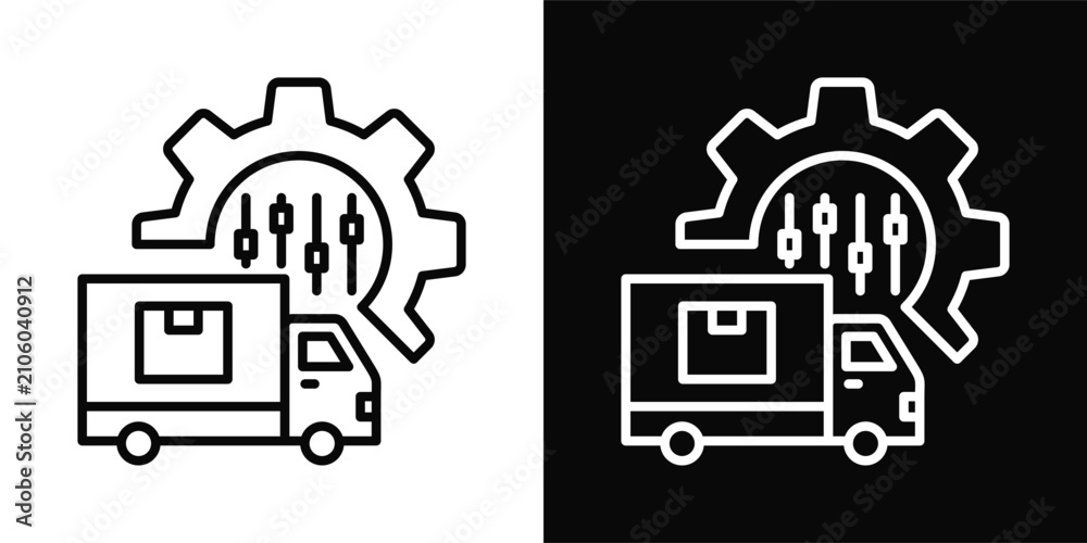 Obraz premium Fleet Management Icon sheet with black and white background style collection