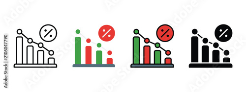Canvas-taulu Tax Reduction Chart Icon for Fiscal Policy and Economic Performance Analysis