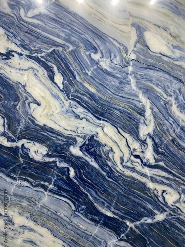 Blue and White Marble Stone Texture Background, Elegant Natural Swirl Pattern