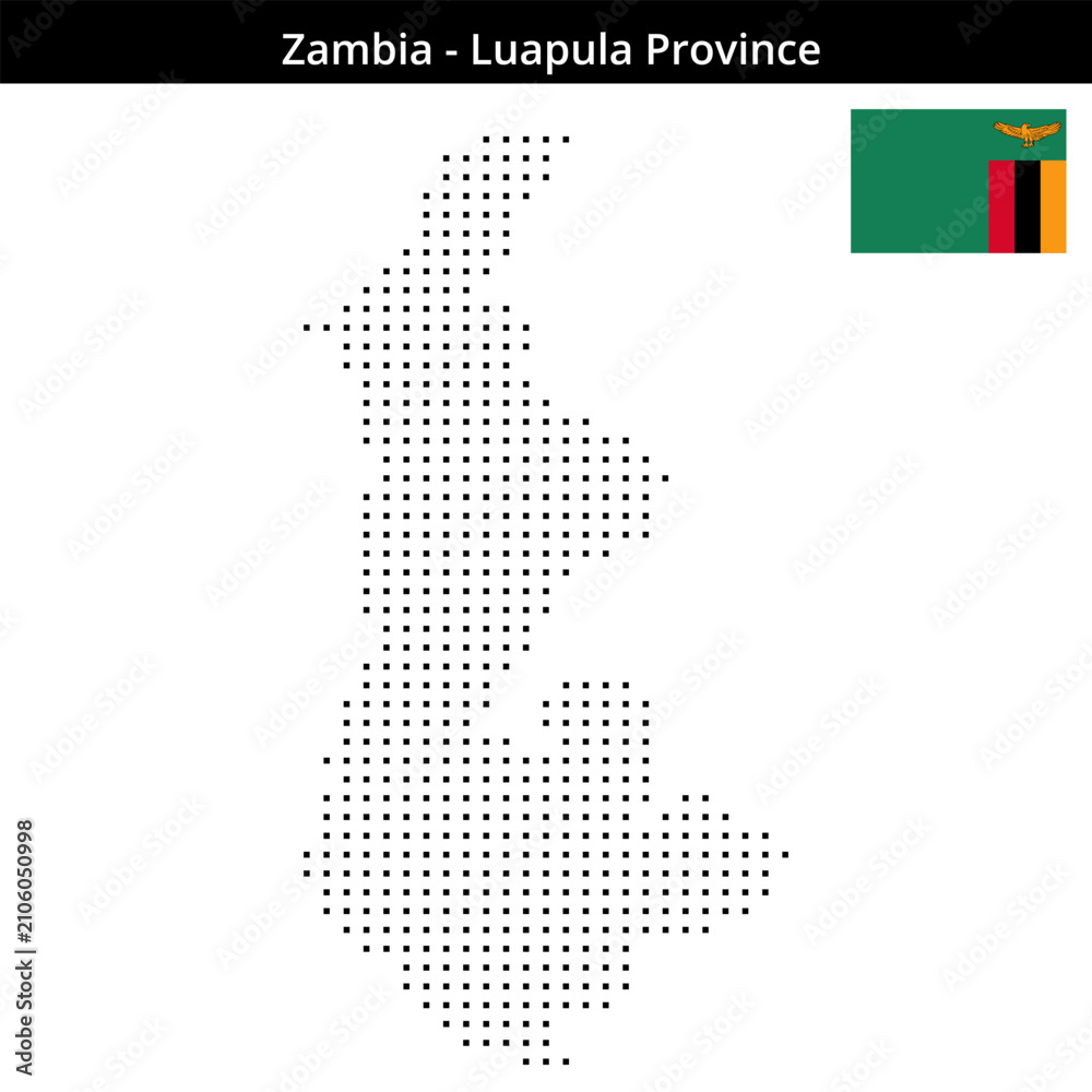 Obraz premium Map of Zambia region Luapula-Province in small size square dots