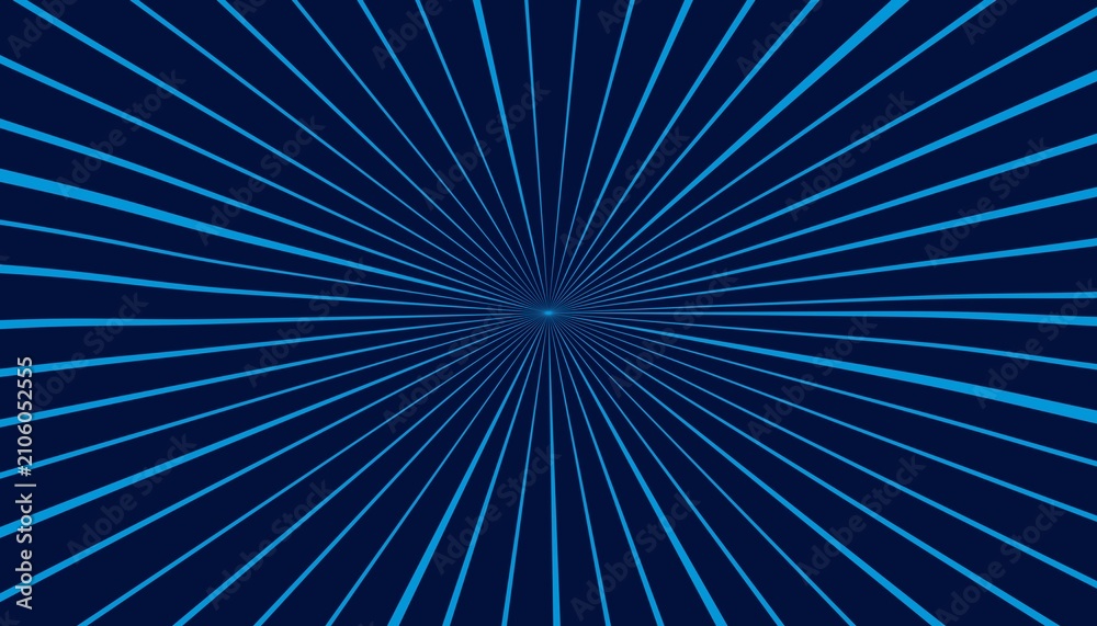 Obraz premium Abstract Blue Radial Burst Background with Converging Lines and Futuristic Perspective Effect