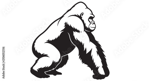 Photography Gorilla Silhouette Black and White Ape Vector Logo Graphic