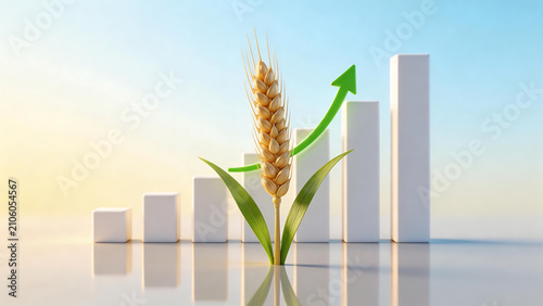 Wheat ear with rising bar chart