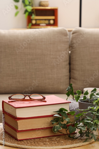 Stack of red books with rea...