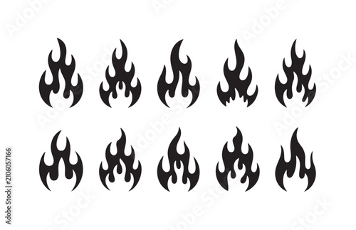 Tableau sur toile Diverse collection of fire flame silhouettes in different shapes for creative branding use