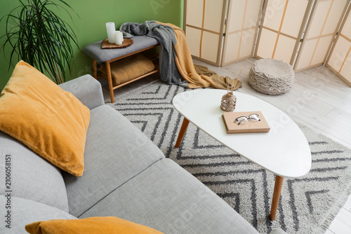 Coffee table with book and ...
