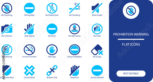 Bild auf Leinwand Prohibition warning icons set