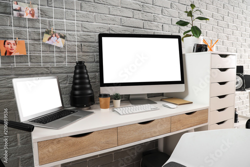 Photographers workplace wit...