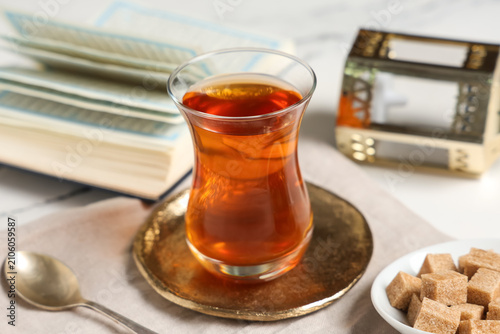 Glass of tasty Turkish tea ...
