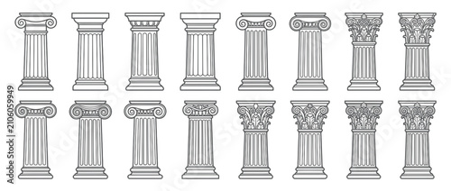 Tableau sur toile Classical architectural columns set, line art design
