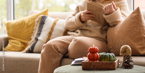 Cozy autumn home scene with...