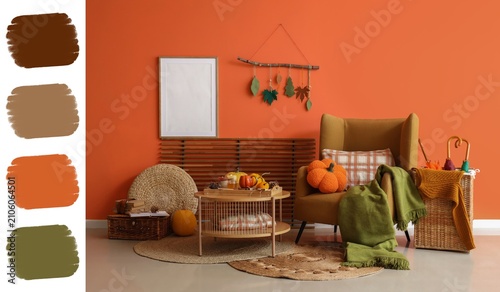 Cozy autumn living room int...