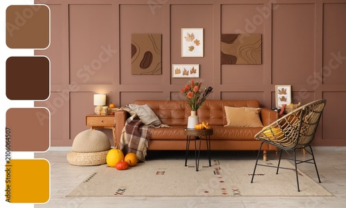 Cozy autumn living room int...