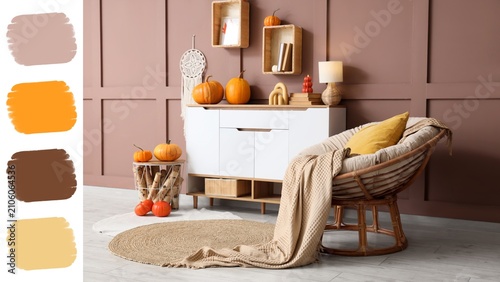 Cozy autumn living room int...