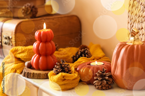 Autumn pumpkin shaped candl...