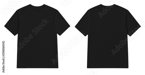 Obraz na płótnie Plain Black T-Shirt Mockup Front and Back View Isolated on Transparent Backgroun