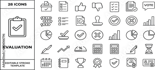 Tableau sur toile politics and government line icon set featuring democracy, election, and public policy symbols