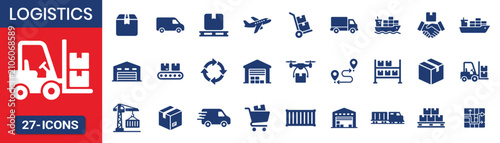 Distribution logistics and supply chain delivery pictogram vector illustration