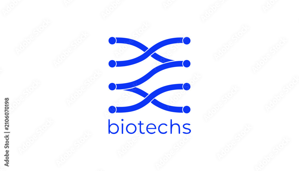 Fototapeta premium Minimalist Flat Vector Logo Design Featuring an Abstract DNA Double Helix Symbol.eps