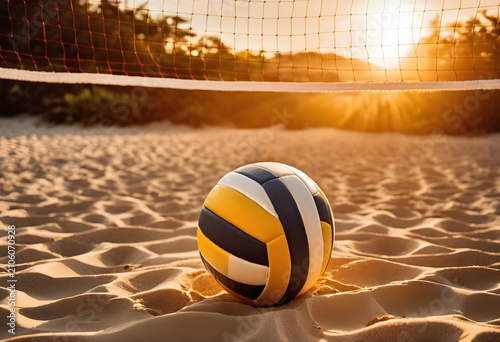 Volleyball on sandy beach c...