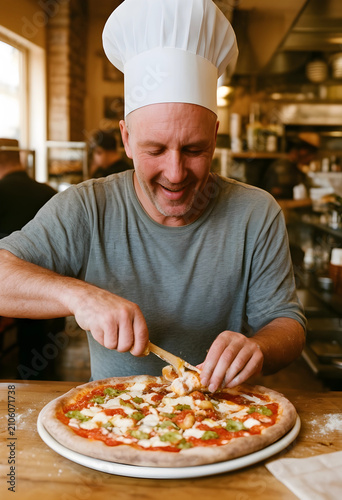 Smiling male chef in a whit...