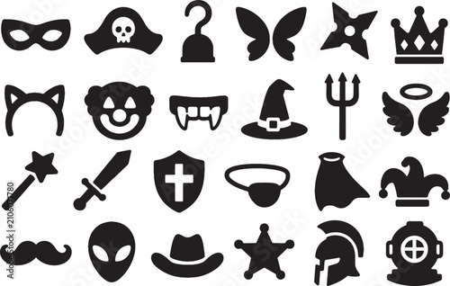Halloween Costumes and Party Props Icon Set - Minimalist Vectors