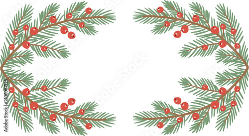 christmas wreath on white background
