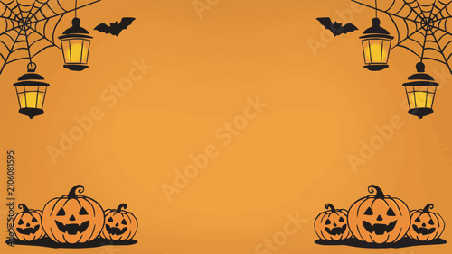 halloween background with pumpkin and bats