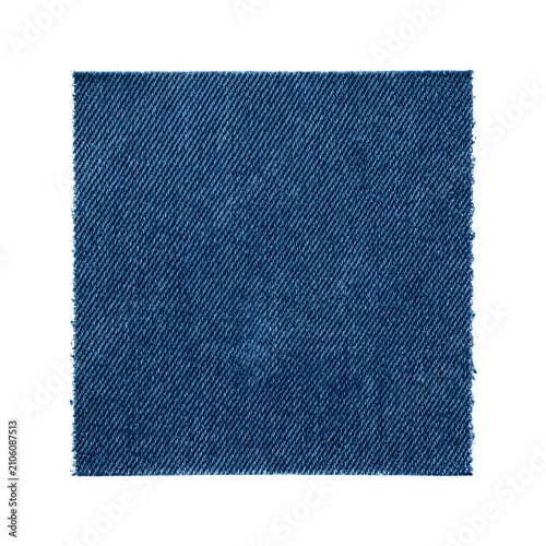 Foto Classic dark blue denim twill fabric swatch isolated