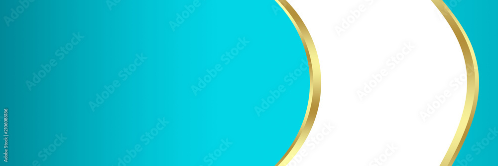 Obraz premium Abstract blue light gold luxury curve frame empty center space for as banner cover decoration isolated on white background