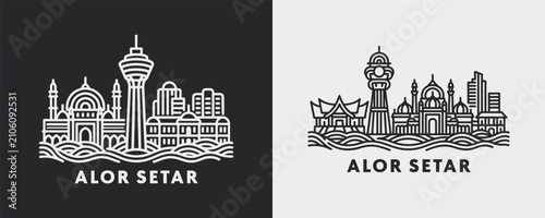 Cuadro en lienzo Alor Setar Cityscape Malaysian Landmark Drawing