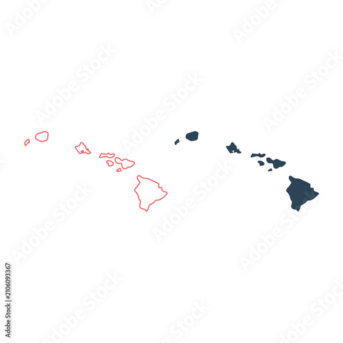 Hawaii map icons set. USA logo design illustration.