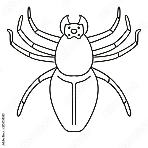 Magnolia Green Jumper outline, Cute spider line art vector illustration isolated on white background, insect outline design element for halloween or educational coloring book page.