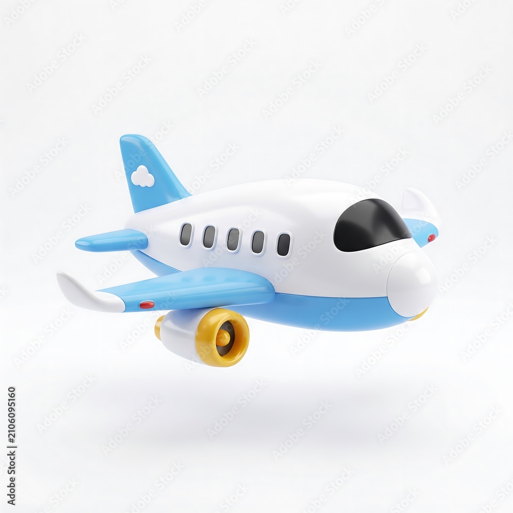 Naklejka premium 3D airplane icon for travel and aviation transportation concept with airplane aircraft aviation transport
