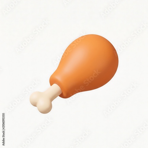 3D icon of a cooked chicken leg on a bone with isolated background illustration nutrition culinary