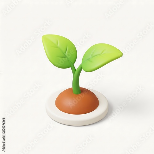3D icon of a small sprout plant in soil with seedling environment gardening agriculture sustainability