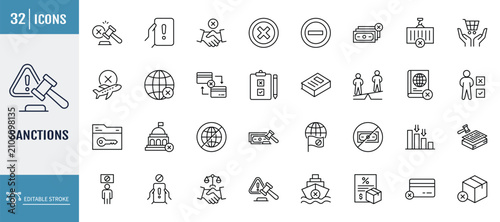 Bild auf Leinwand Sanctions icon set