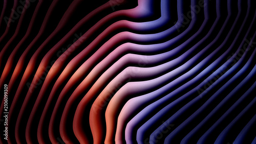 Fotografía Curved lines in gradient colors a 3d abstract background