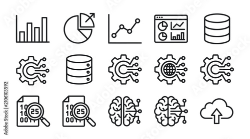 Quadro su tela Big data and artificial intelligence technology icons.