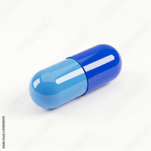 3D illustration of a blue medical capsule pill representing pharmaceutical healthcare with health care